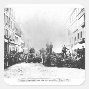 Pegatina Cuadrada Barricada en la ruda de Flandre