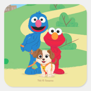 Pegatina Cuadrada Barrio Sésamo   Tango con Grover y Elmo
