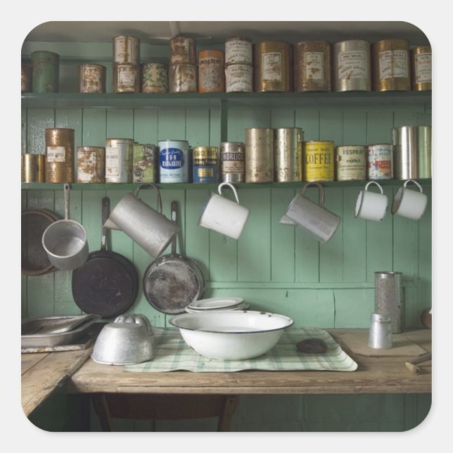 Pegatina Cuadrada Base Port Lockroy en la antártida (Anverso)