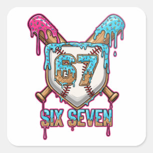 Pegatina Cuadrada Baseball Drip 67 Meme — Jugador 6-7 / Seis Siete