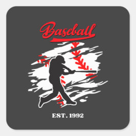 Pegatina Cuadrada Baseball Silhouette Graphic Design – EST. 1992