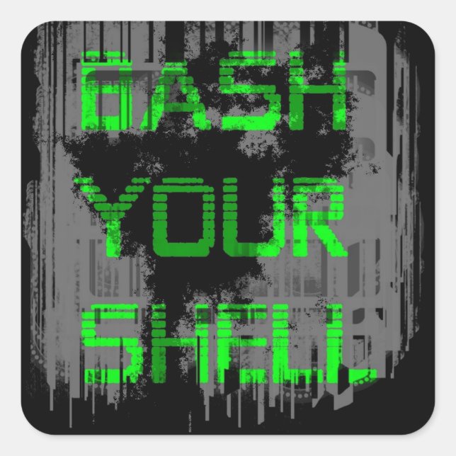 Pegatina Cuadrada Bash Your Shell pc (Anverso)