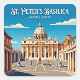 Pegatina Cuadrada Basílica de San Pedro Ciudad del Vaticano