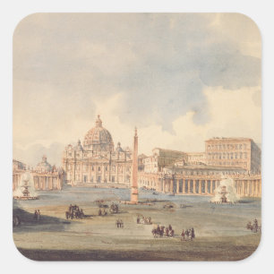 Pegatina Cuadrada Basílica Papal de San Pedro en el Vaticano