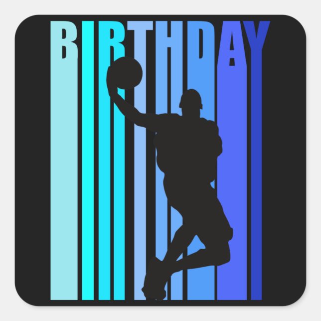 Pegatina Cuadrada Basketball Birthday Mens Kids CHildren Cool Funky (Anverso)