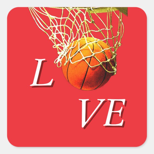Pegatina Cuadrada Basketball I Love (Anverso)