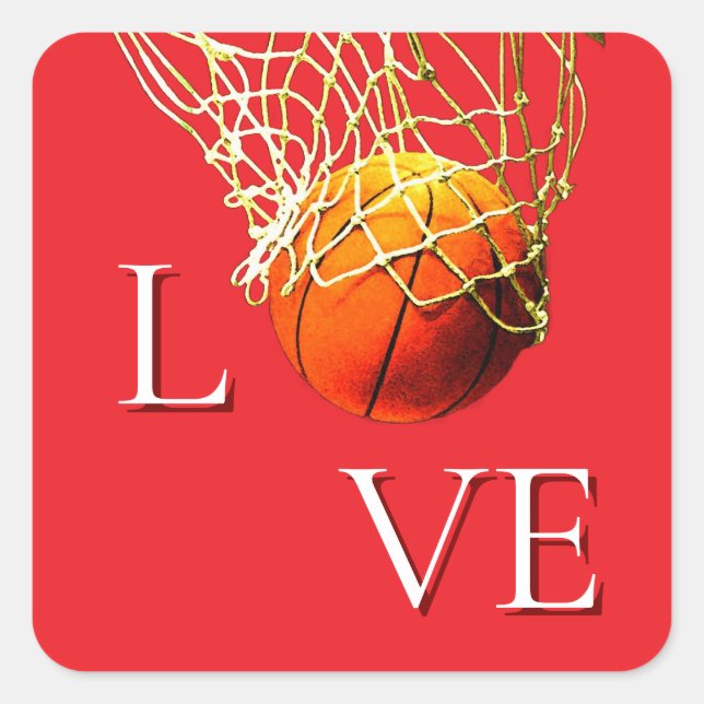 Pegatina Cuadrada Basketball I Love (Anverso)