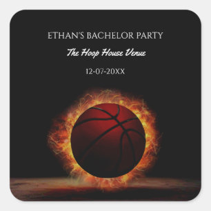 Pegatina Cuadrada Básquetbol campeón Bachelor / Deportes de fiesta d