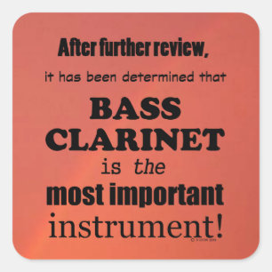 Pegatina Cuadrada Bass Clarinet Más Importante Instrumental Square S