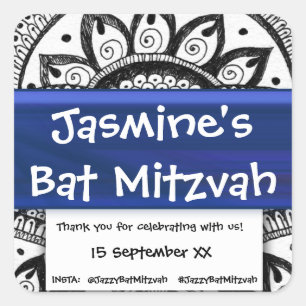 Pegatina Cuadrada Bat Mitzvah Gracias Al Partido Por Salvar La Fecha