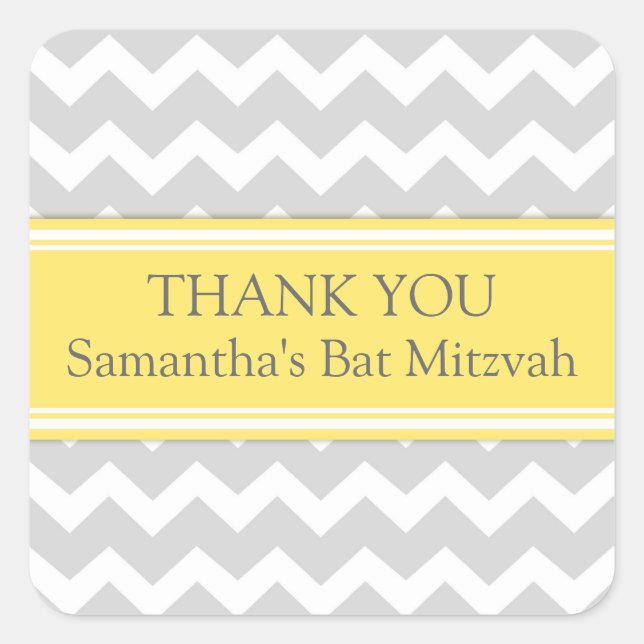 Pegatina Cuadrada Bat Mitzvah Gracias Nombre Personalizado Favor Eti (Anverso)