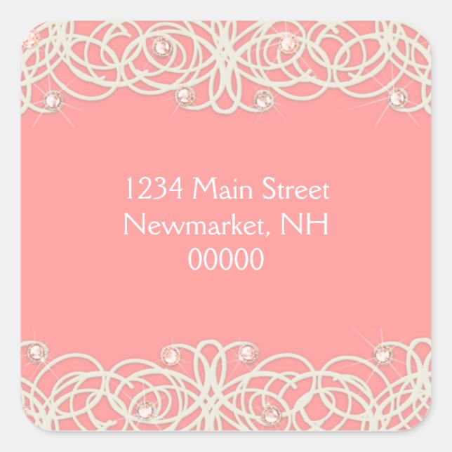 Pegatina Cuadrada Bat Mitzvah Sparkle and Lace (Anverso)