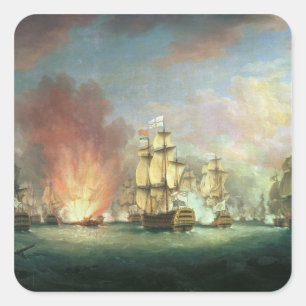 Pegatina Cuadrada Batalla con luz de la luna: La batalla de Cape St.