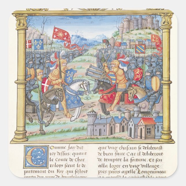 Pegatina Cuadrada Batalla de Montlhery (Anverso)