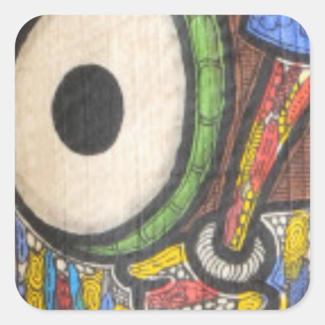 Pegatina Cuadrada Batalla de tambor (Anverso)