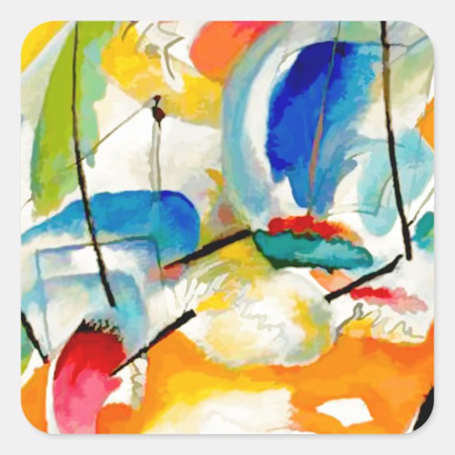 Pegatina Cuadrada Batalla del mar de Kandinsky 1913 (Anverso)