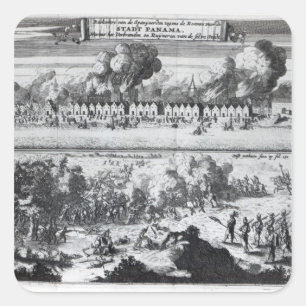 Pegatina Cuadrada Batalla entre los bucaneros
