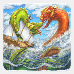 Pegatina Cuadrada Batalla marítima