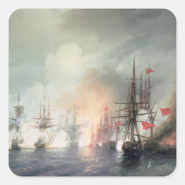 Pegatina Cuadrada Batalla ruso-turca por el mar de Sinop (Anverso)