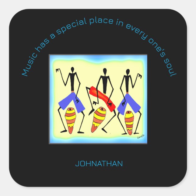 Pegatina Cuadrada Batería inspiradora y asombrosa africana (Anverso)