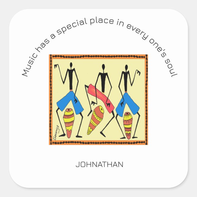 Pegatina Cuadrada Batería inspiradora y asombrosa africana (Anverso)