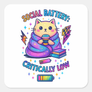 Pegatina Cuadrada Batería social críticamente...