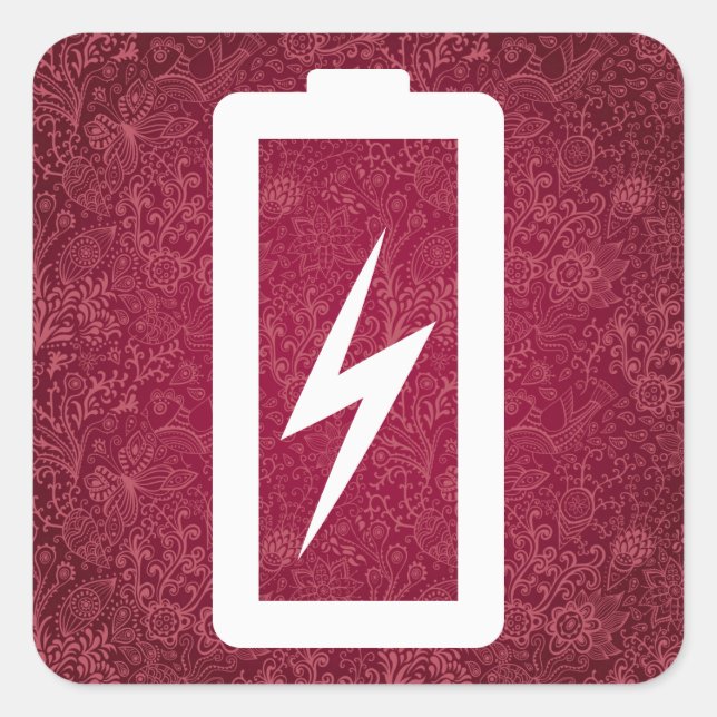 Pegatina Cuadrada Baterías eco mínima (Anverso)