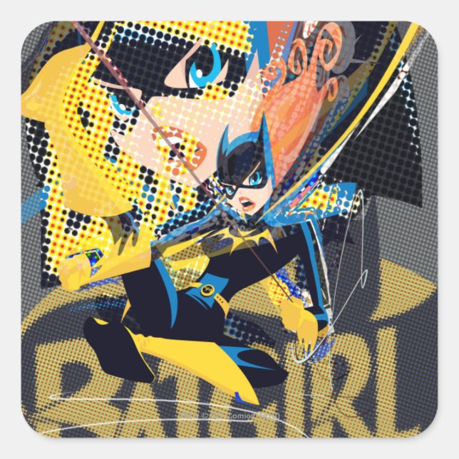 Pegatina Cuadrada Batgirl Swinging Kick (Anverso)