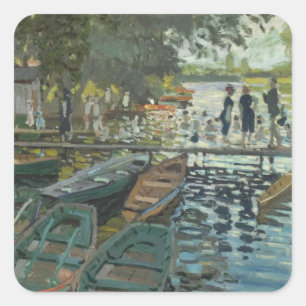 Pegatina Cuadrada Bathers at La Grenouillère (1896) Claude Monet Art