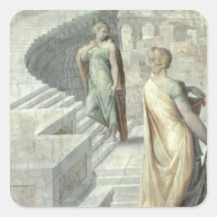 Pegatina Cuadrada Bathsheba Visiting David, c.1553
