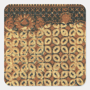 Pegatina Cuadrada Batik Earthy Grano de Café Elegante Rústico Áspero
