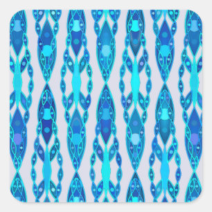 Pegatina Cuadrada Batik tribal - Gris azulado y plateado de zafiro