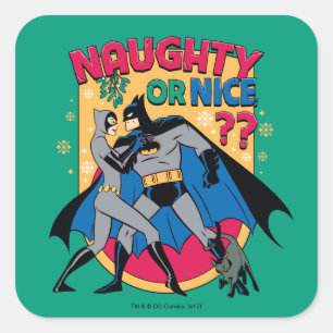 Pegatina Cuadrada Batman   Capataz De Mistletoe Naughe O Niza