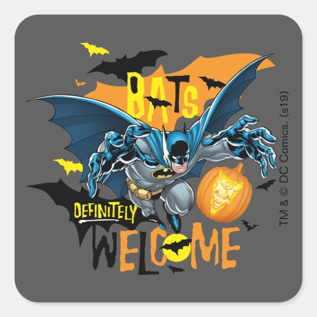 Pegatina Cuadrada Batman | Logo inspirado en Halloween (Anverso)