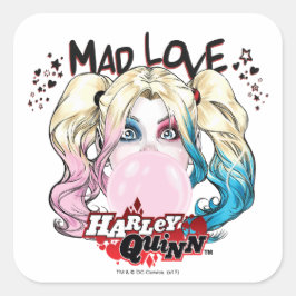 Pegatina Cuadrada Batman | Mad Love Harley Quinn Masticar Goma de Bu
