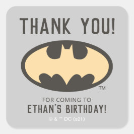 Pegatina Cuadrada Batman Super Hero First Birthday - Thank You