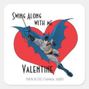 Pegatina Cuadrada Batman Valentine   Swing Junto A Mí