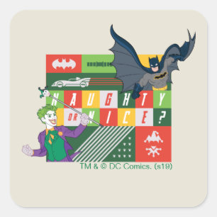 Pegatina Cuadrada Batman vs Joker "travieso o agradable"