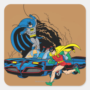 Pegatina Cuadrada Batman Y Robin En Batcave