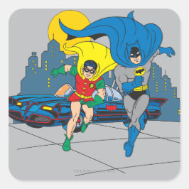 Pegatina Cuadrada Batman Y Robin Running
