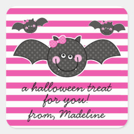 Pegatina Cuadrada Bats Cute Halloween