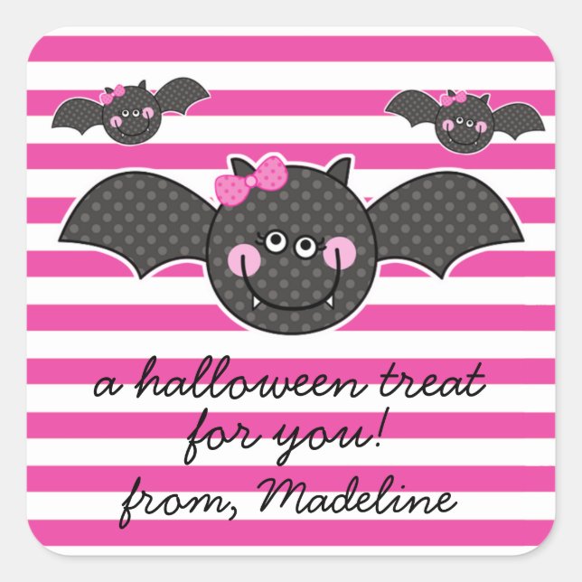 Pegatina Cuadrada Bats Cute Halloween (Anverso)