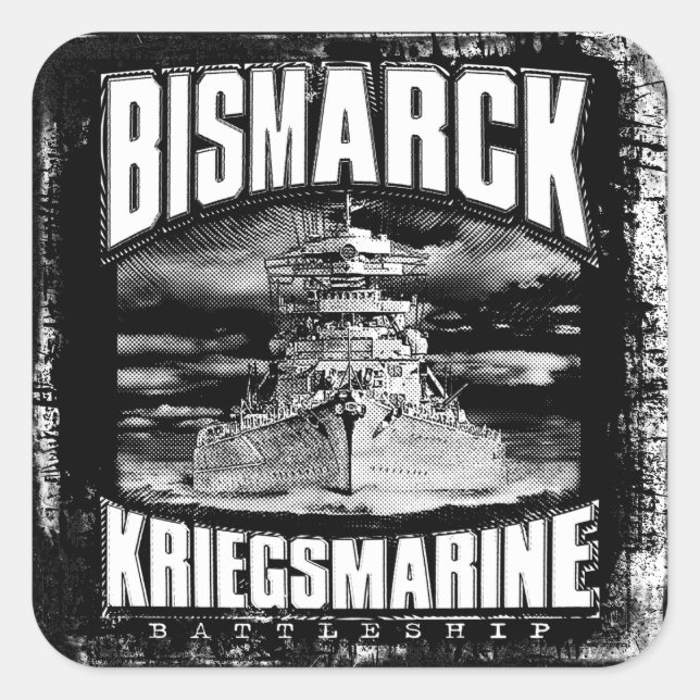 Pegatina Cuadrada Battleship Bismarck (Anverso)