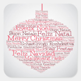 Pegatina Cuadrada Bauble hecho con palabras de 'Feliz Navidad'