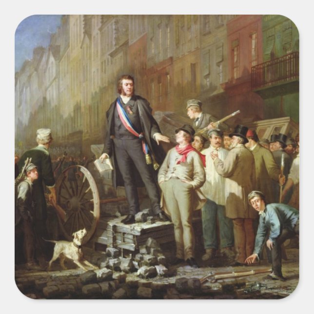 Pegatina Cuadrada Baudin en la Barricada de Faubourg (Anverso)