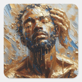 Pegatina Cuadrada Bautismo - Colección de arte de la serie Jesús