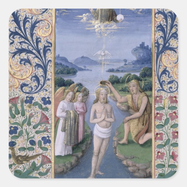 Pegatina Cuadrada Bautismo de Cristo (Anverso)
