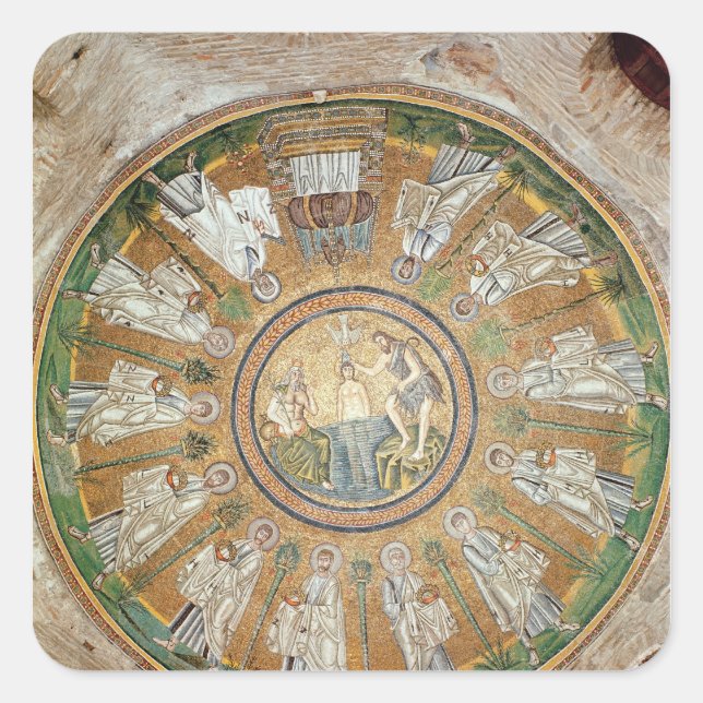 Pegatina Cuadrada Bautismo de Cristo 2 (Anverso)