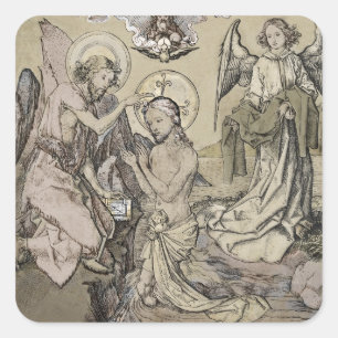 Pegatina Cuadrada Bautismo de Cristo muere taufe Christo