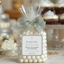 Pegatina Cuadrada Bautismo Minimalista simple y primer cumpleaños